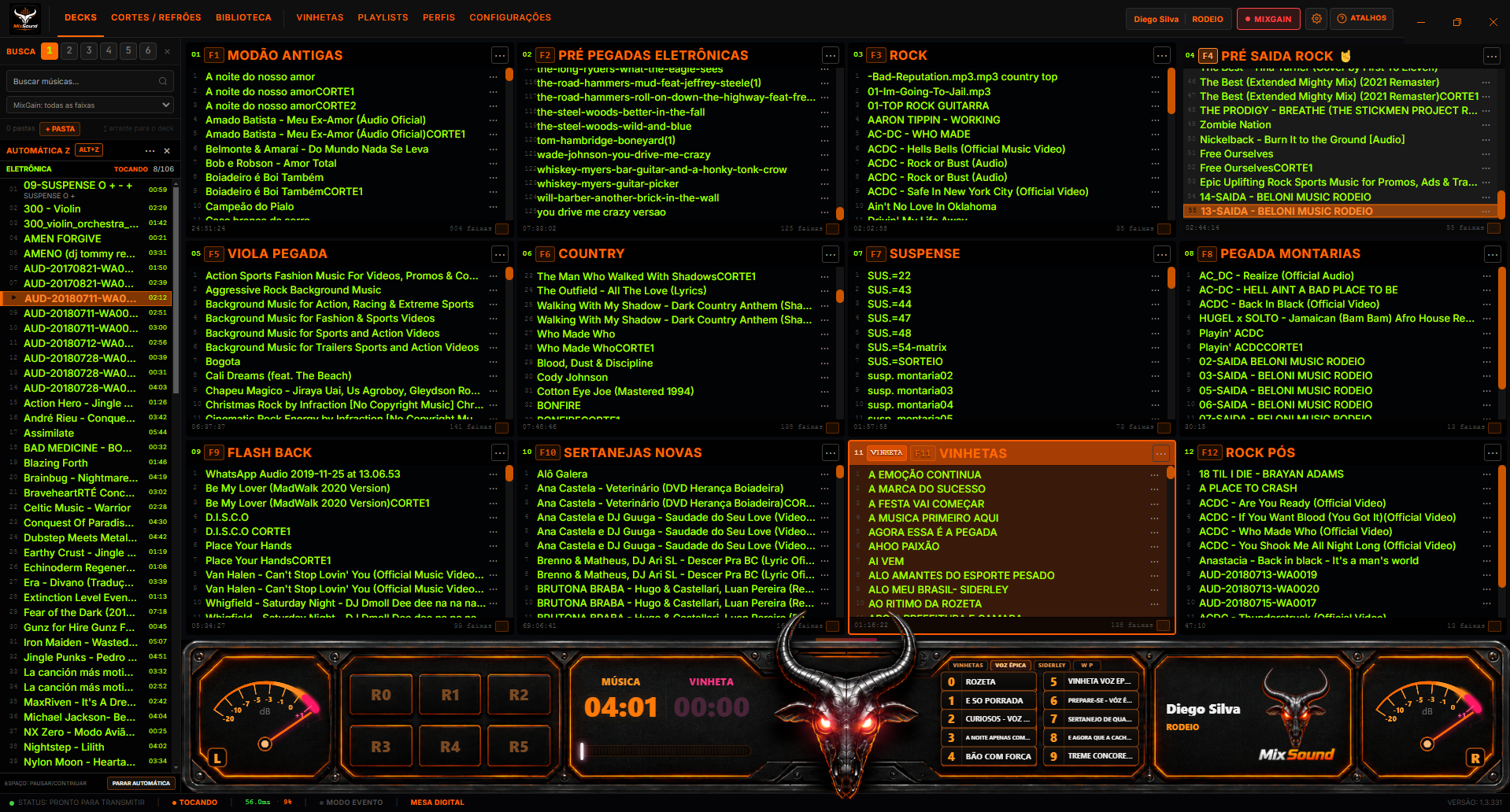 Interface principal - busca geral e playlist automática Alt+Z