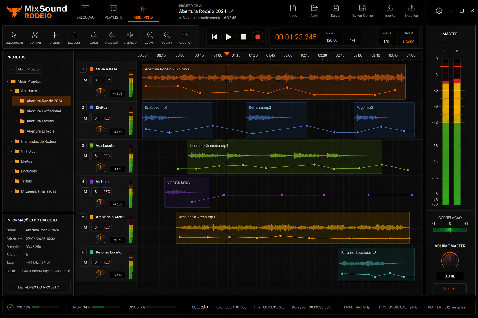 Editor multipista - visão geral do projeto