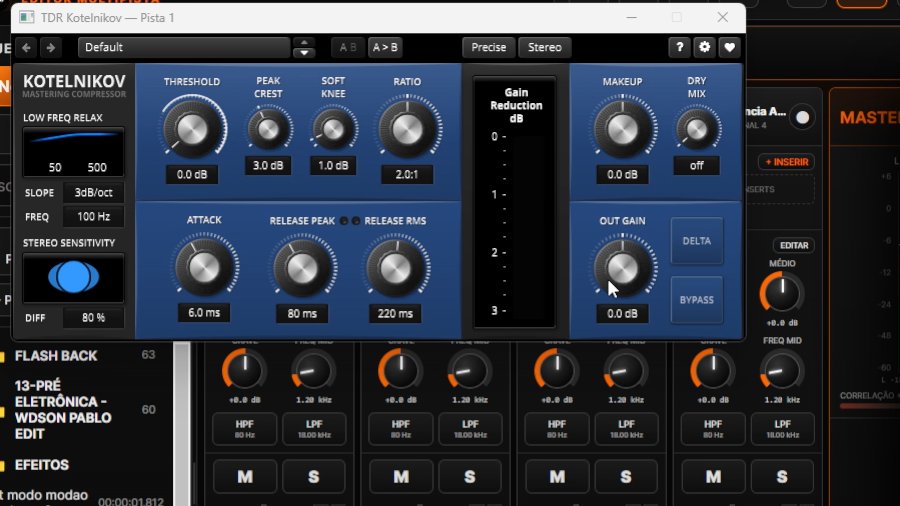 Editor multipista - plug-in VST3 aberto em uma pista
