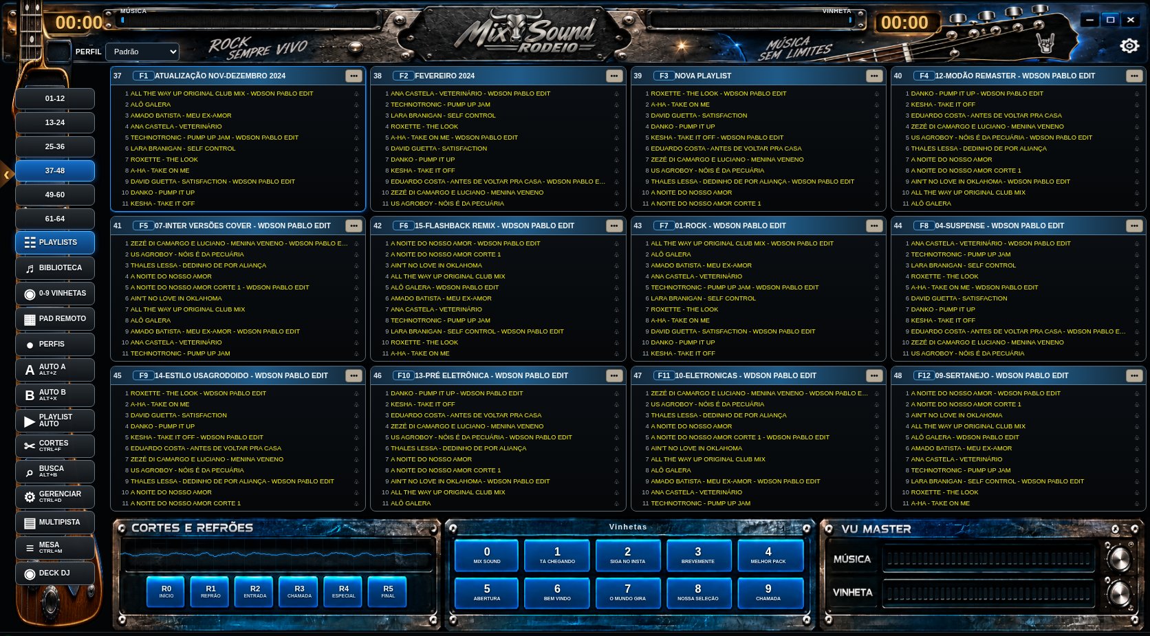 Skin Rock - barra de metal com guitarra, decks e painéis em azul
